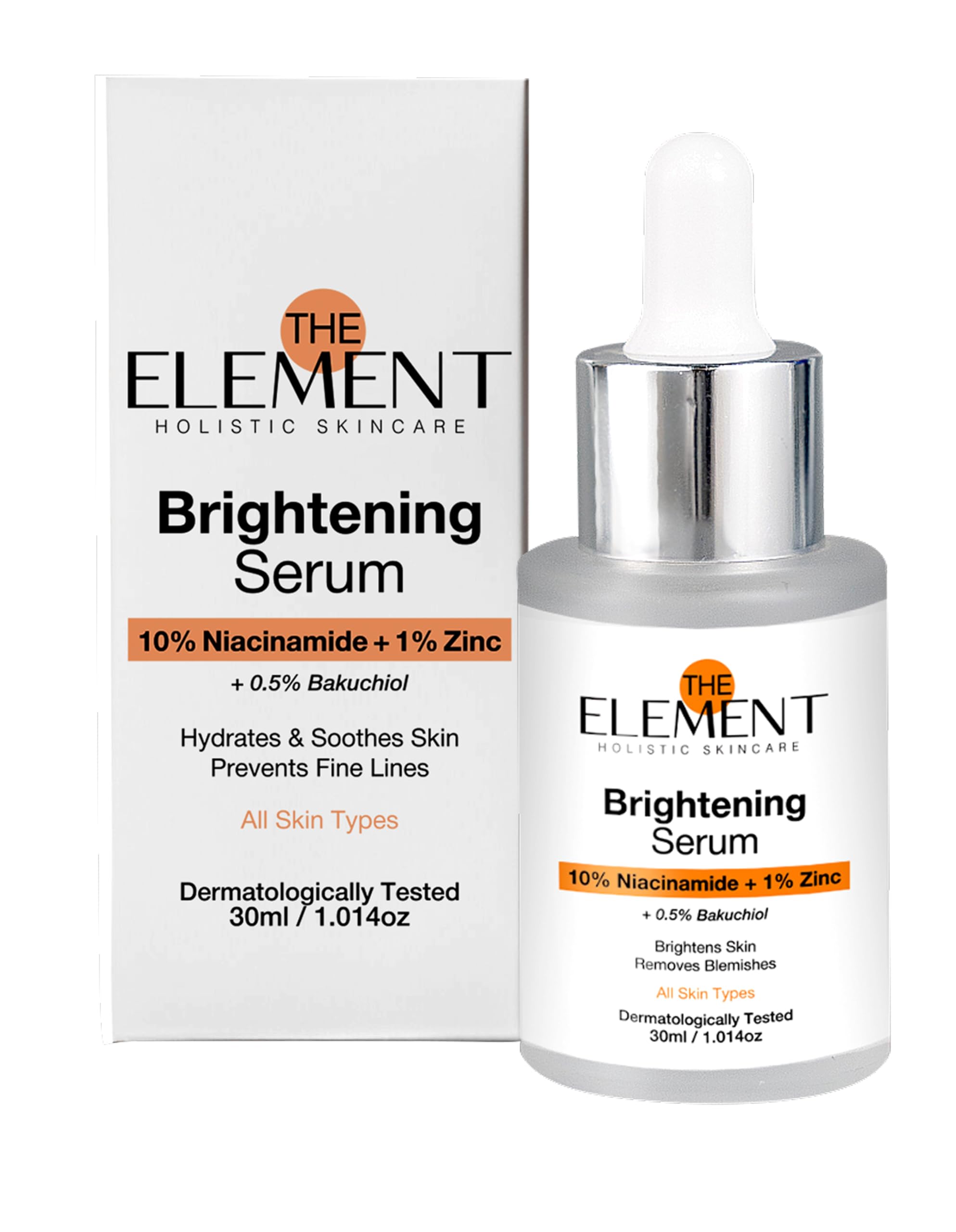 Сыворотка Element с 10% ниацинамида, 1% цинка PCA, 0,5% бакучиола, экстрактами моринги и тулси | Осветляющая сыворотка для лица для сияющей кожи, следов от акне,
