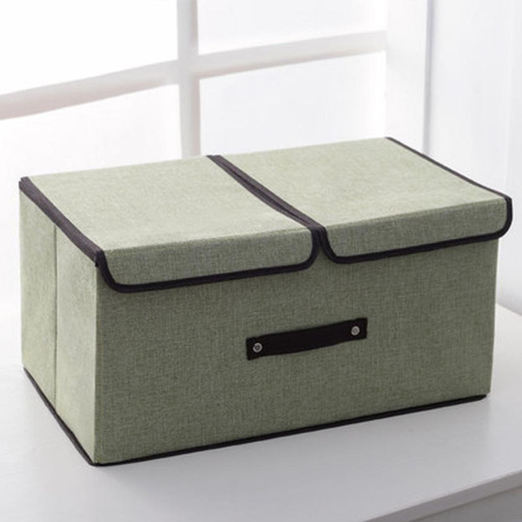 Foldable Cotton Linen Storage Box Convenient Double Lid Underwear Organizer Clothing Container for Home Organization