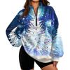 Women's Printed Half-Zip Sweatshirt Lightweight Casual Pullover for Everyday Wear