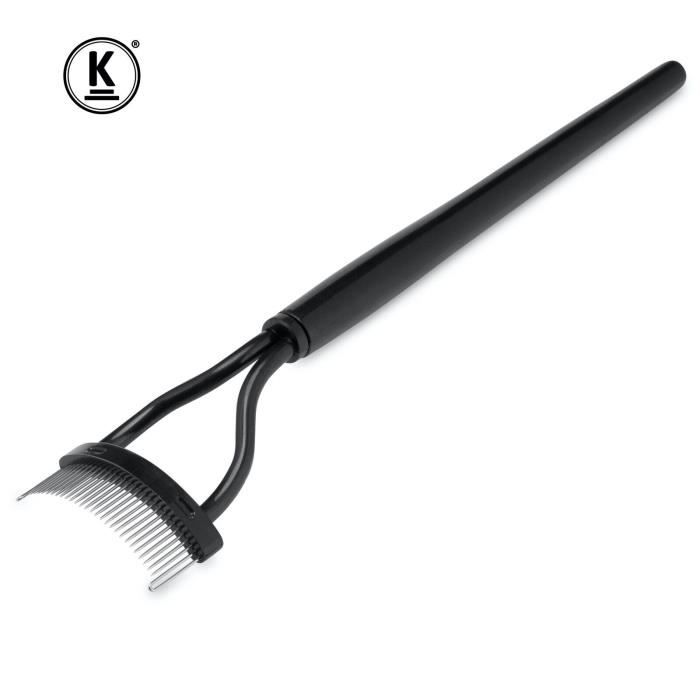 Peigne à Cils - K-PRO - Outil Séparateur - Dents en Acier Inoxydable - Courbé - Noir