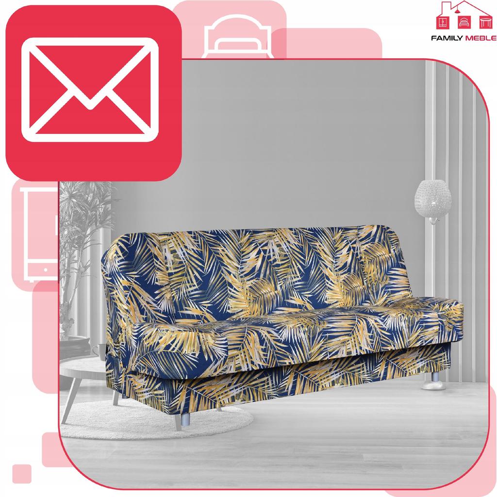 Kanapa sofa Sara Print rozkładana wersalka spania bonell łóżko Family meble 