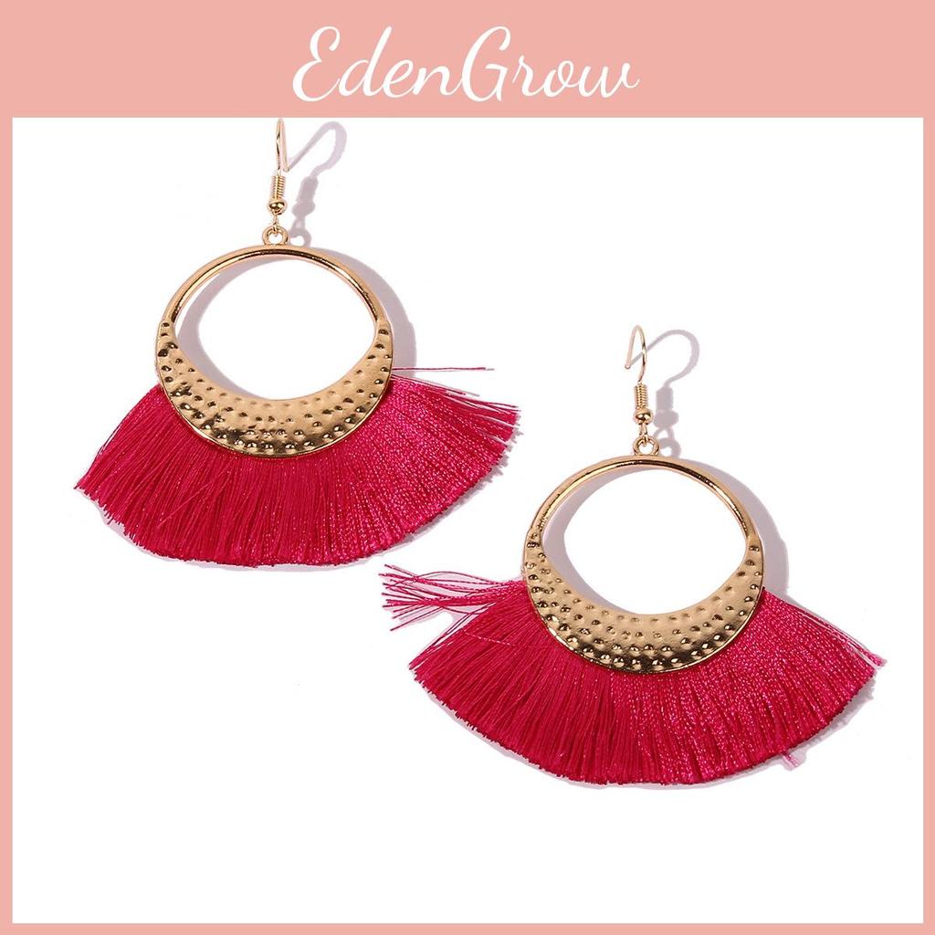 Ethnic Artistic Long Tassel Earrings Alloy Pendant Women Jewelry For Travel