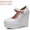 Genuine Leather Shoes Platform Wedges Mary Janes Women Spring 2025 High Heels Pumps for Office Model Chaussure Femme for Mujer