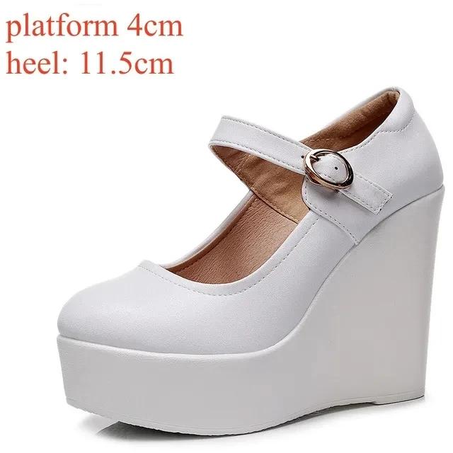 Genuine Leather Shoes Platform Wedges Mary Janes Women Spring 2025 High Heels Pumps for Office Model Chaussure Femme for Mujer