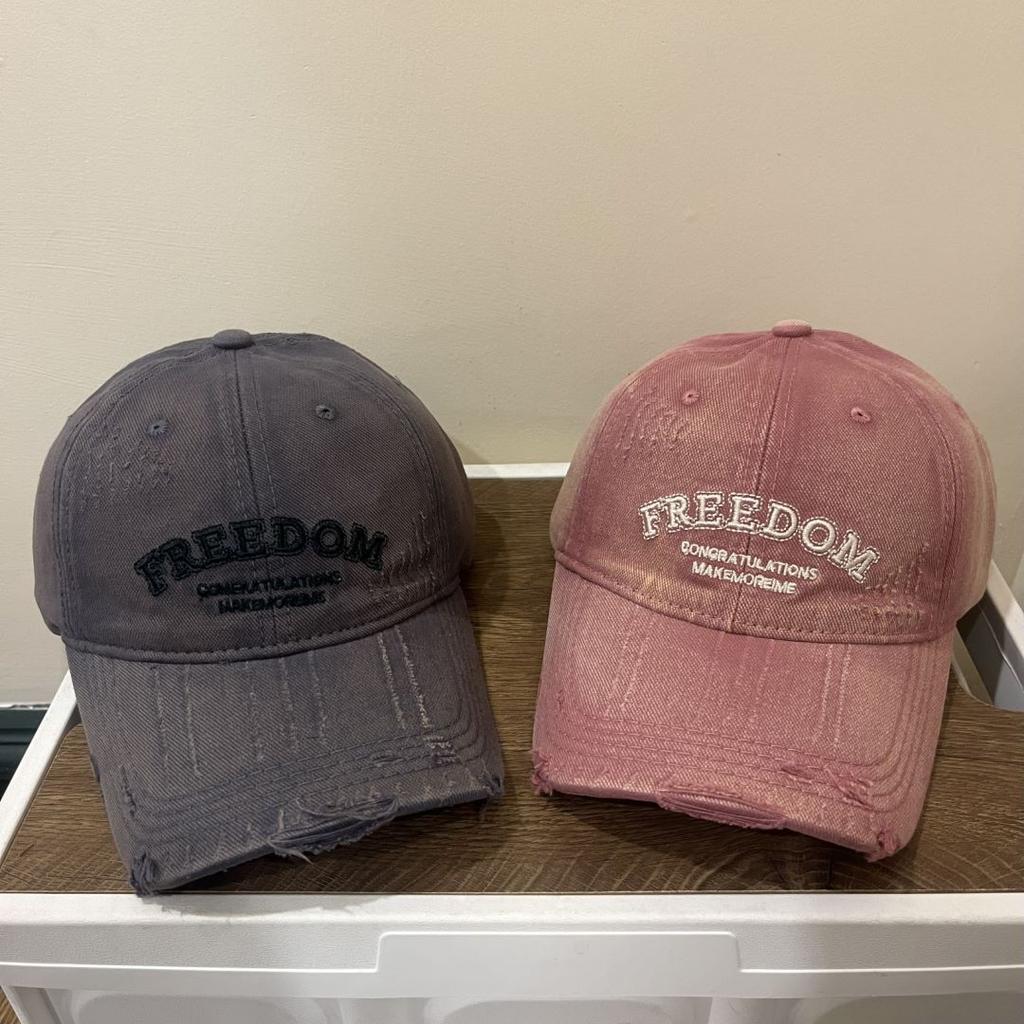 Japanese and Korean Letter Embroidery with Rotten Edges and Casual and Fashionable Versatile Street Soft Top Baseball Cap New Style