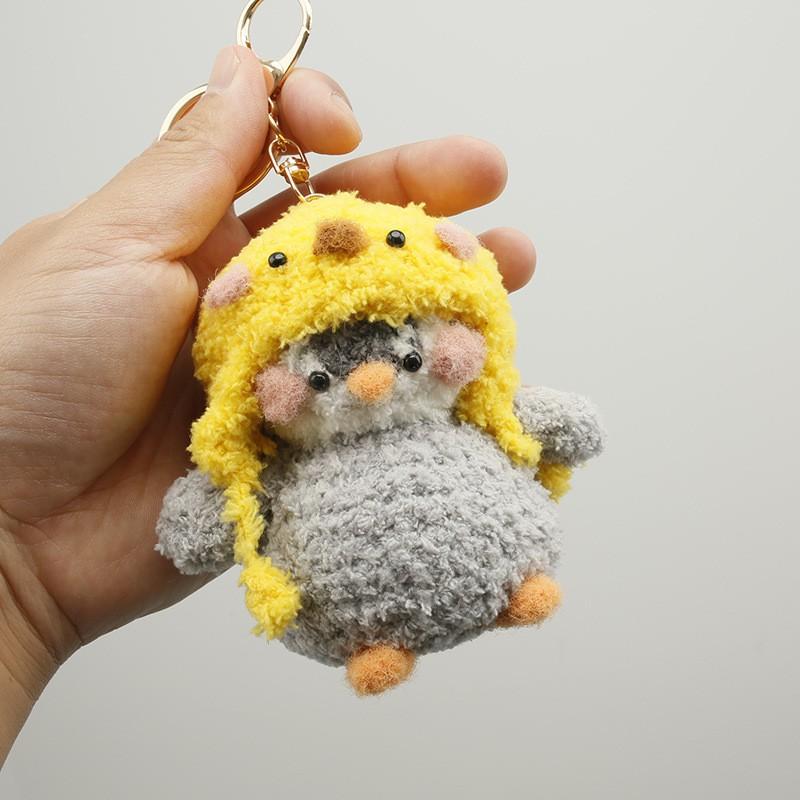 Cute Crochet Penguin Doll Keychain Handmade Knitted Animal Pendant Bag Charm Accessory