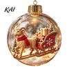 Decorative Hanging Balls Glowing Christmas Story Ornament, Light?Up Mini Holiday Scene Ball with Warm Living Room Ornaments LED Light, Clear Plastic