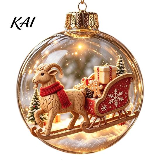 Decorative Hanging Balls Glowing Christmas Story Ornament, Light?Up Mini Holiday Scene Ball with Warm Living Room Ornaments LED Light, Clear Plastic