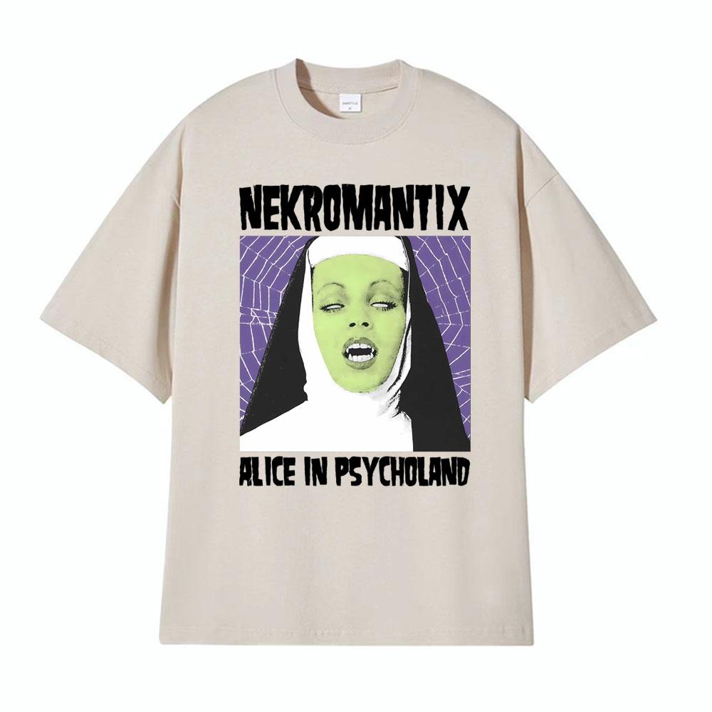 NekroUnisextix Alce in Psycholand Horrorpunk Tshirts for Unisex Fashion Gothic High Street Tshirt 100 Cotton Oversized Cozy T Shirt