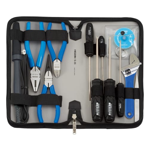 

HOZAN S-35 13-Piece Tool Set for Factories, Schools, and Labs, as well as for DIY, Automotive Tools, and Disaster Preparedness