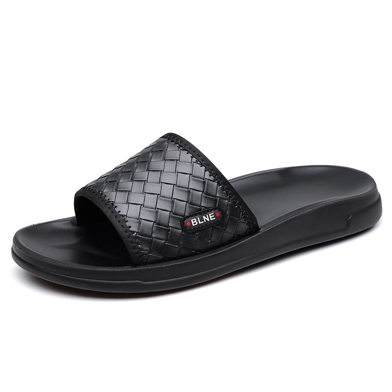 

Чисто черные тапочки, мужская уличная обувь, наступать в дерьмо, мягкая подошва, нескользящие пляжные шлепанцы на одной перемычке, молодежный трендовый бренд, спортивные сандалии 44 чёрный