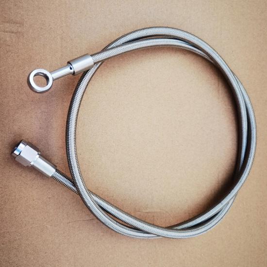14"-72" AN4 Uncoated Stainless Braided Universal Hydraulic Brake Clutch Gauge Turbo Vacuum Oil Hose Line Stright to 10mm Banjo