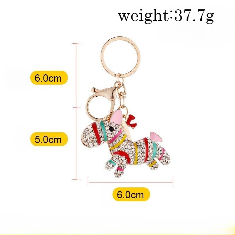 Diamond studded, Zebra keychain, Year of the Horse, Metal Pony Key Pendant, Creative Gift