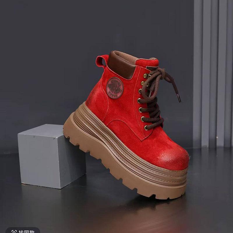 

Ханью кожаные мартинсы на толстой подошве женские новые осенне-зимние ретро британский стиль большие желтые ботинки короткие ботинки универсальные ботинки на шнуровке 40