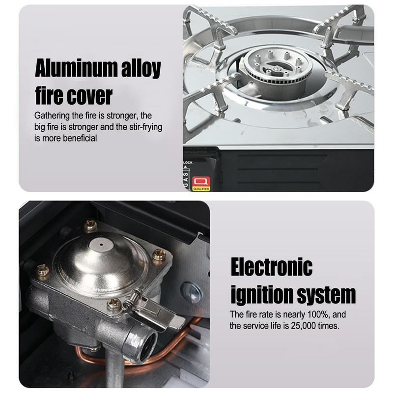 Double Burner Gas Stove Portable Camping Cassette Furnace Kitchen Double Stove Cooktop Outdoor Camping Picnic Cooker Accessories