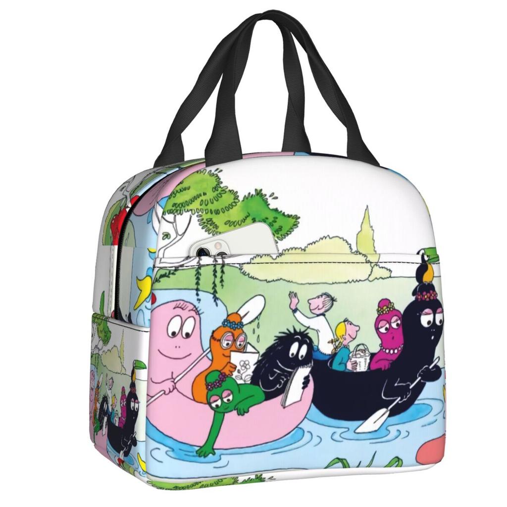 Custom Barbapapa Insulated Lunch Bag for Women Leakproof Cartoon Animated Film Cooler Thermal Bento Box Office Picnic Travel