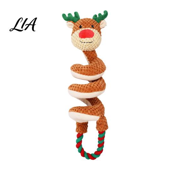 Indoor Fetch Games for Dogs Squeaky Dog Toy with Pull Rope, Plush Tug of War Toy, Safe Chew Toys Spiral Animal Interactive Small Medium Large