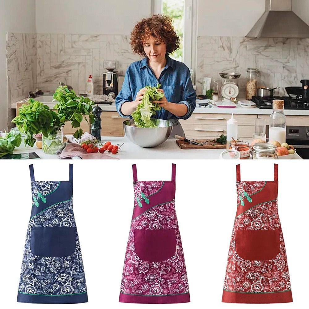 Cheongsam Style Women Flowers Apron Oil-proof Chef Aprons Sleeveless Overalls  Kitchen Use