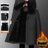 Men's Winter Plus Velvet Thick Warm Cotton Coat - Large, Loose-Fit, Medium-Length for Middle-Aged & Elderly