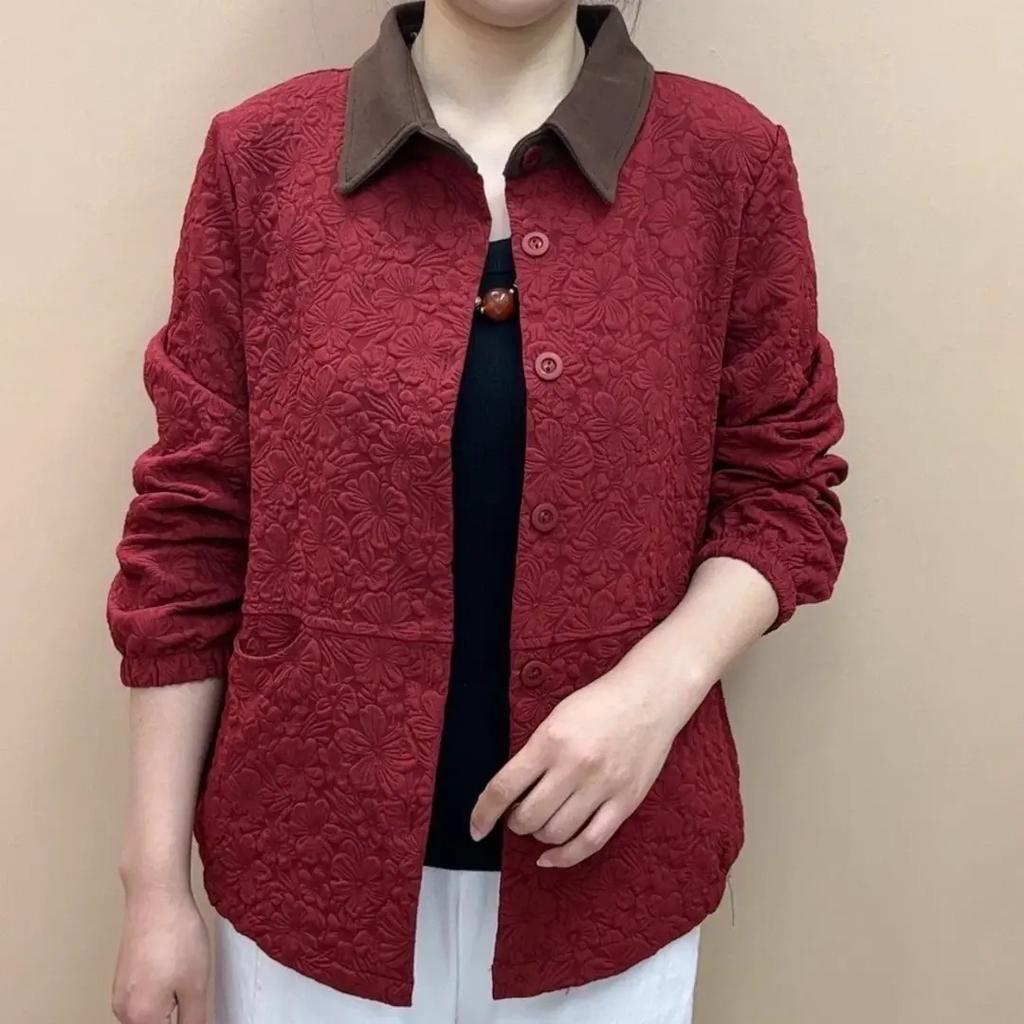 Spring Women's Cardigan Jacket Fashion Lapel Long-sleeved Top