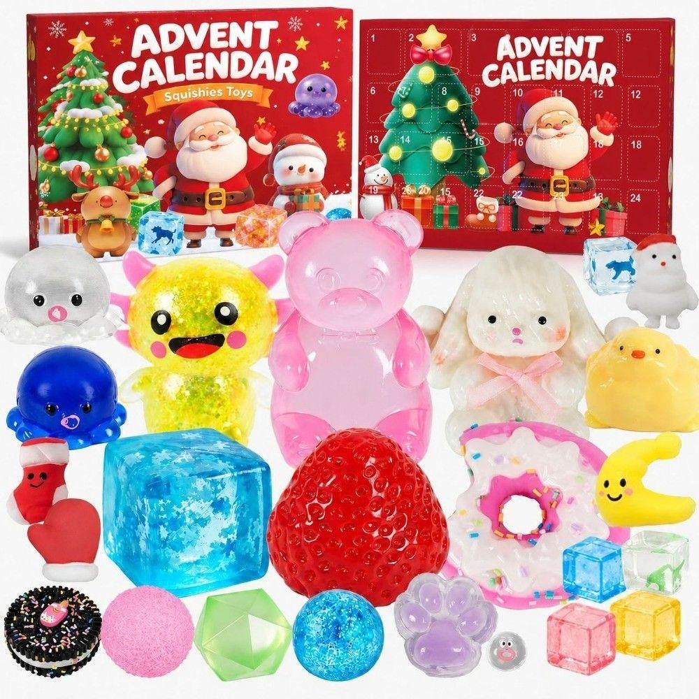 24Pcs Countdown Calendar Squishy Pinch Toy Kit Christmas Toy Slow Rising Squeeze Toy Kids