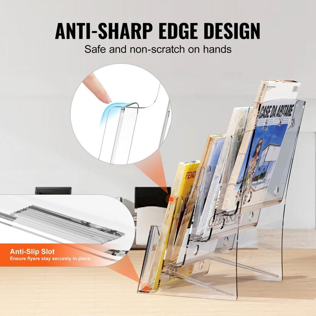 Acrylic Brochure Holder 8.5 X 11 Inch 4-Tier Literature Display Stand Rack