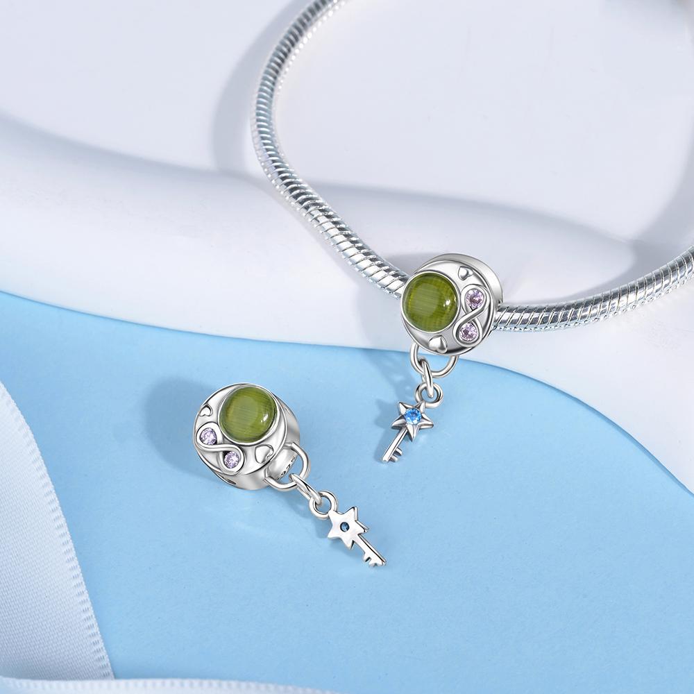 925 Silver Lock Key Charms Butterfly Treasure Love Slogan Heart Multi Tone Moon Beaded Bracelet Jewelry Gift for Women