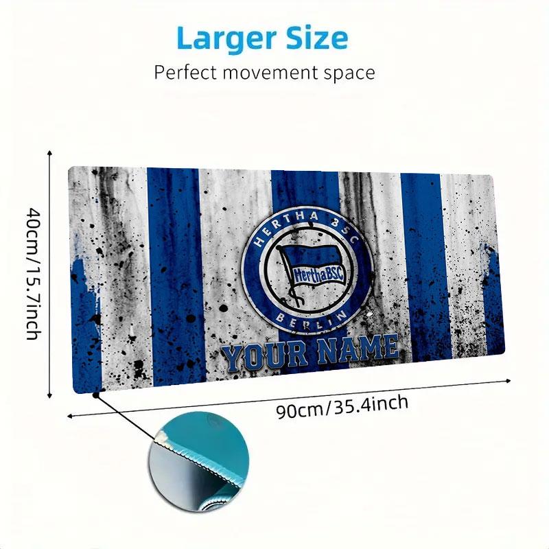 Hertha BSC Custom Name Large Size Mouse Pad Large Gaming Table Cushion Non-slip Laptop Tablet Big Mousepad XXL Mat Mini PC Playmat With Lock edge
