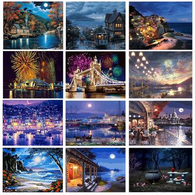 Diamond Painting Full Round City Night Needlework Embroidery Landscape Home Decor