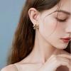 2025 Olive Green Hollow Flower Petal Earrings with Micro-set Zirconia