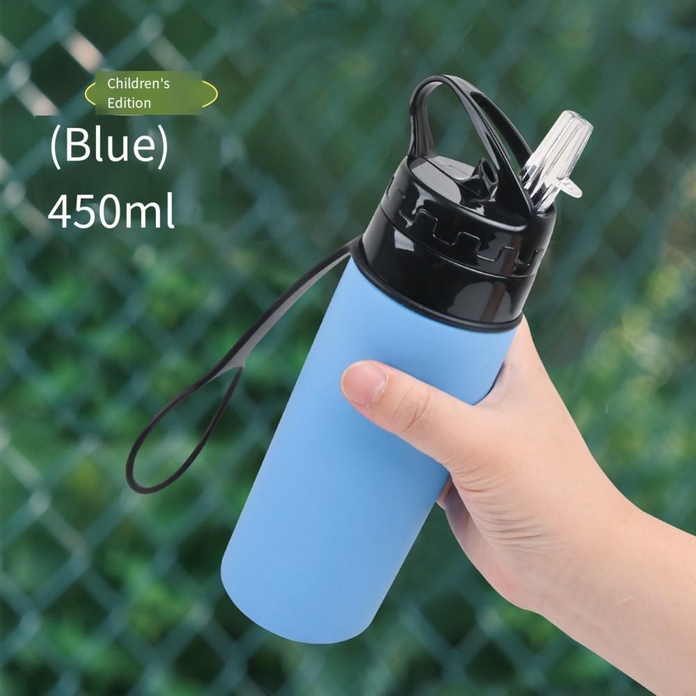 Lightweight Silicone Folding Water Bottle 450ml Ideal for Outdoor Activities 450ml синий
