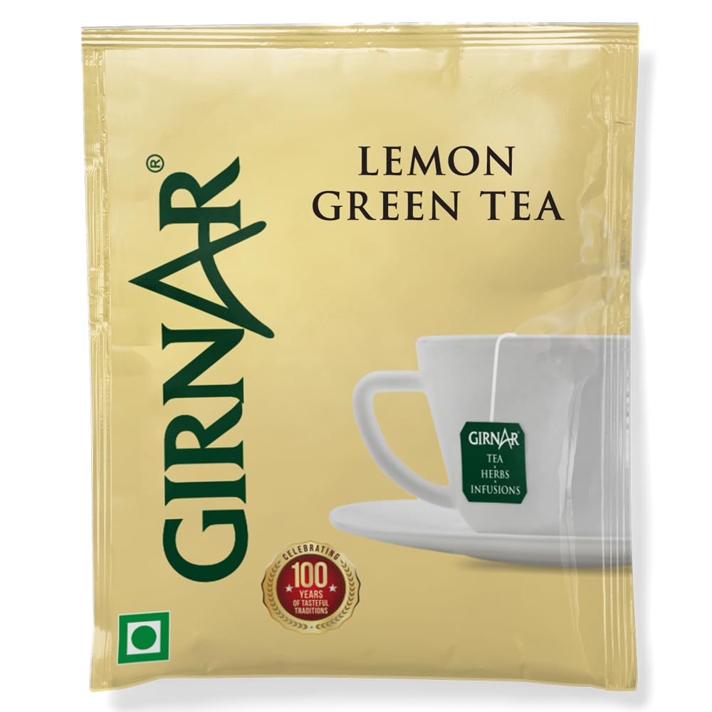 Girnar Green Tea With Lemon 10 Tea Bags Pack Of 1 Refreshing Citrus Flavor Drink