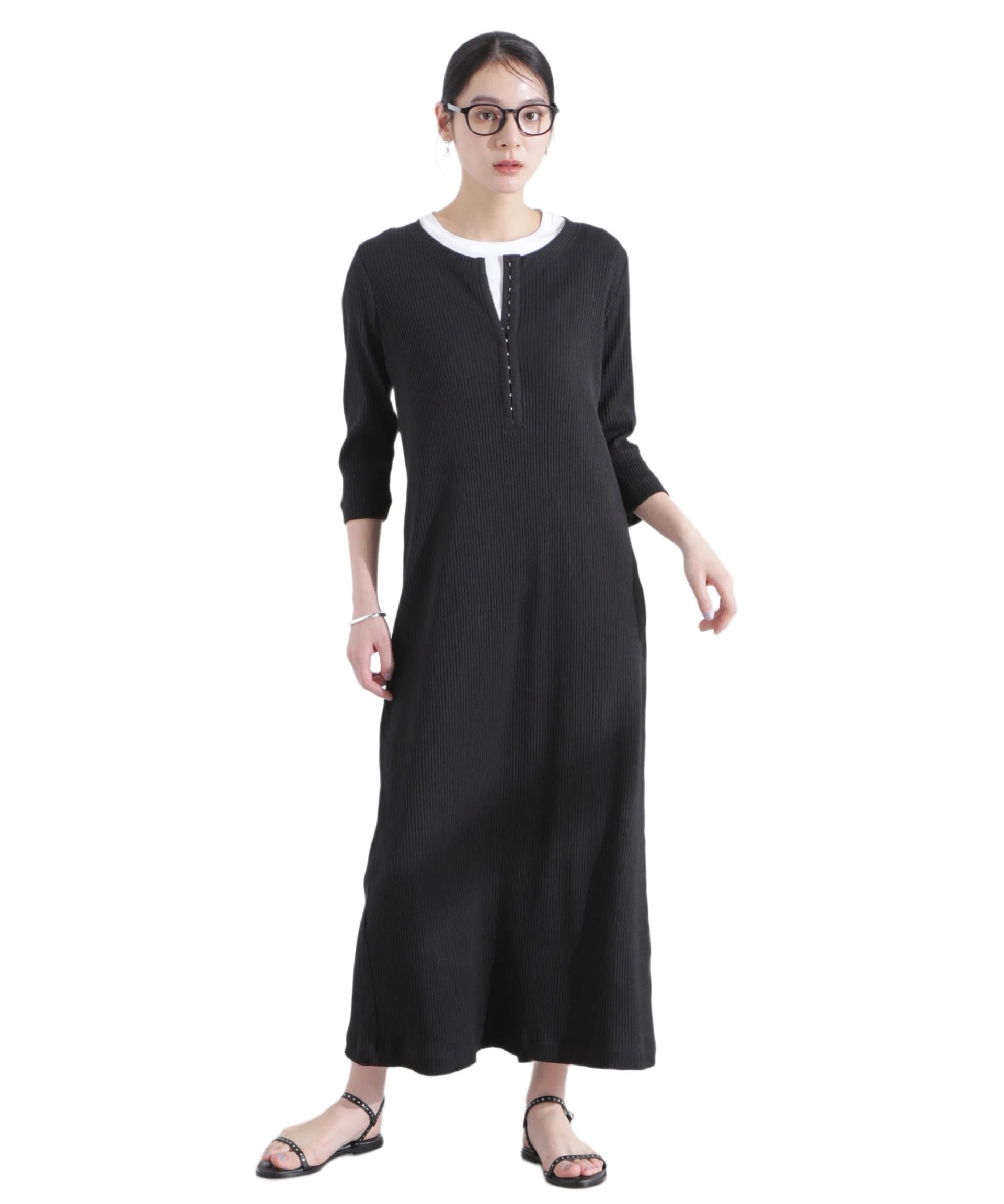 

Женское платье в рубчик с вырезами на крючках Nano Universe, F 010, Черный, 669-5119314