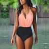 Women's Fashion Splicing Sexy Belly Cover Up Skinny  Bikini Swimsuit