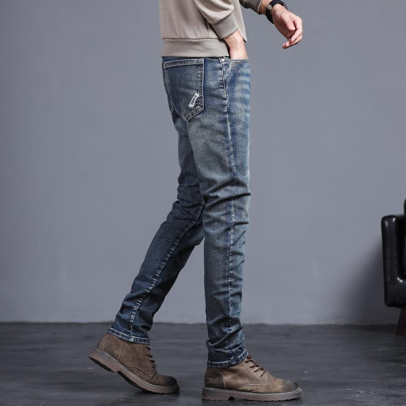 Neue Frühling Sommer Herren Jeans Vintage Blau Einfarbig Elastische Klassische Jeans Männer Schlank Mode Denim Hose Männlich 27-38