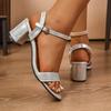 Fashion Simple Block Heel Sandals Women's Summer New Round Toe Open Toe One Strap Fashion Versatile Non-slip High Heels