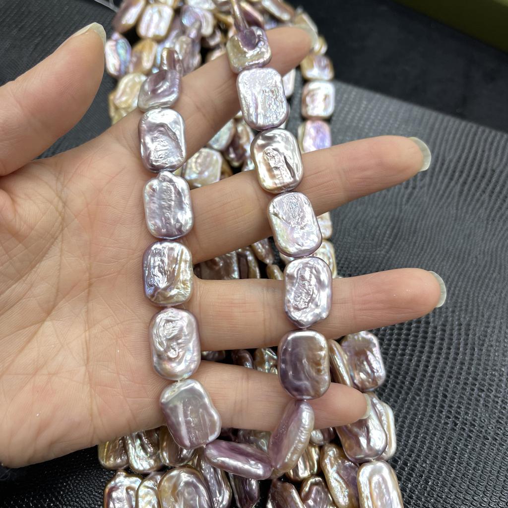 1String, Purple Natural Freshwater Pearls, Handmade Irregular Square Pearl Beads, 13×18mm, for DIY Necklace, Bracelet Accessories, Holiday Gift 36cm