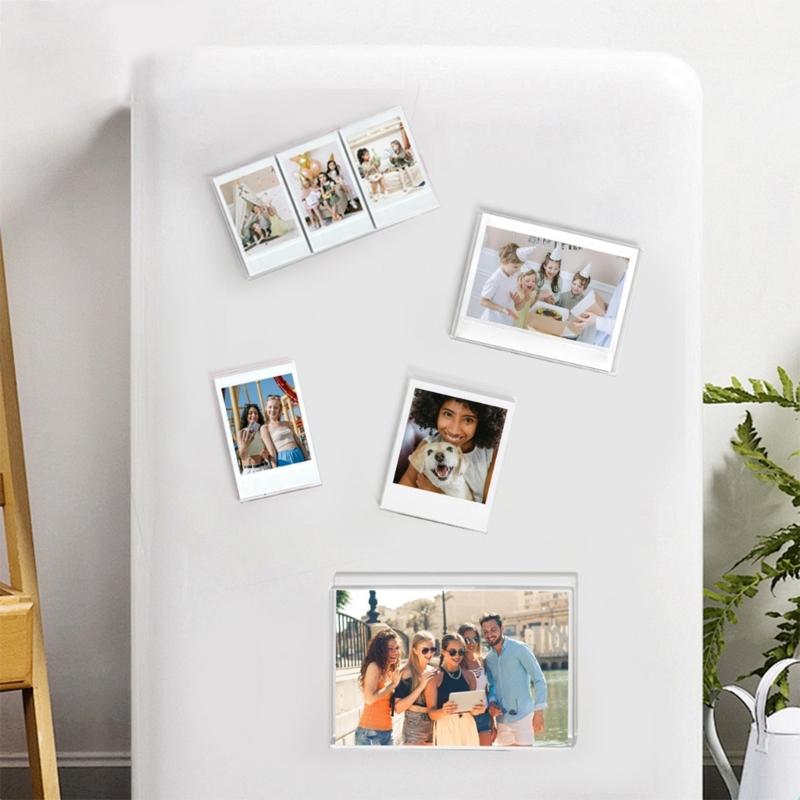 Clear Acrylic Picture Frame Magnetic Designs Fridge Douoble Sided Memos Photo Holder Frame for Home Office Decoration