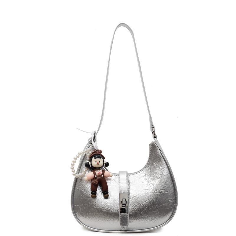 

Женская сумка Новая мода Сумка подмышку Однотонная сумка-тоут Модная сумка-мессенджер Сумка на плечо no pendant серебряный