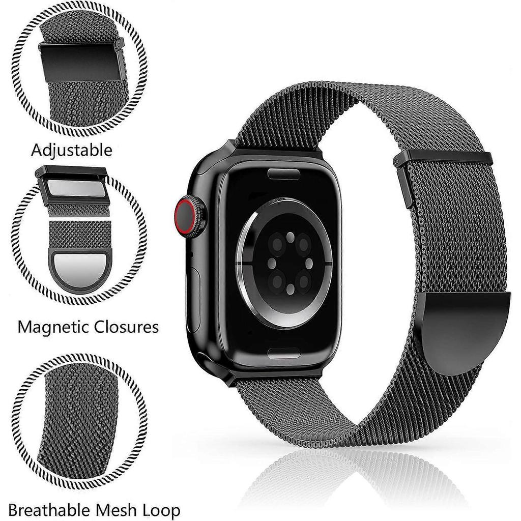 Upgraded Strap Compatible with Apple Watch 38mm 40mm 41mm,Magnetic Adjustable Band for iWatch Series 9 8 7 6 5 4 3 2 1 SE,Black
