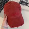 Korean Ripped Baseball Cap Alphabet Embroidery Holes Peaked Cap Solid Color Snapback Cap  Men Women