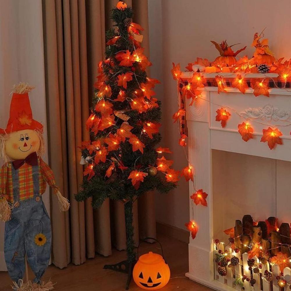 1 Stück Ahornblatt Lichterkette 10/20/40 LED Lichter Batteriebetrieben Wasserdicht Für Halloween Außen Herbst Erntedank Dekoration