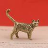 Retro Brass Little Cat Statue Creative Interesting Mini Long-Tailed Cat Tabletop Ornament Miniature Home Decor Tea Pet Crafts