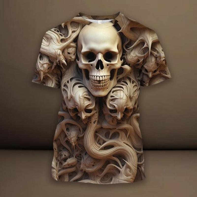 

Horror Skull Graphic 3D All Printed T Shirt For Men Clothes Fashion Pop T-Shirt Casual Streetwear Oversized Men Clothing Y2k Top 6XL