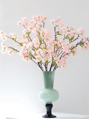 Rosa Silke Kirsebærblomster Kunstige Blomster Stengler Vår Kunstig Blomsterarrangement Bryllupsdekorasjon Falske Blomster