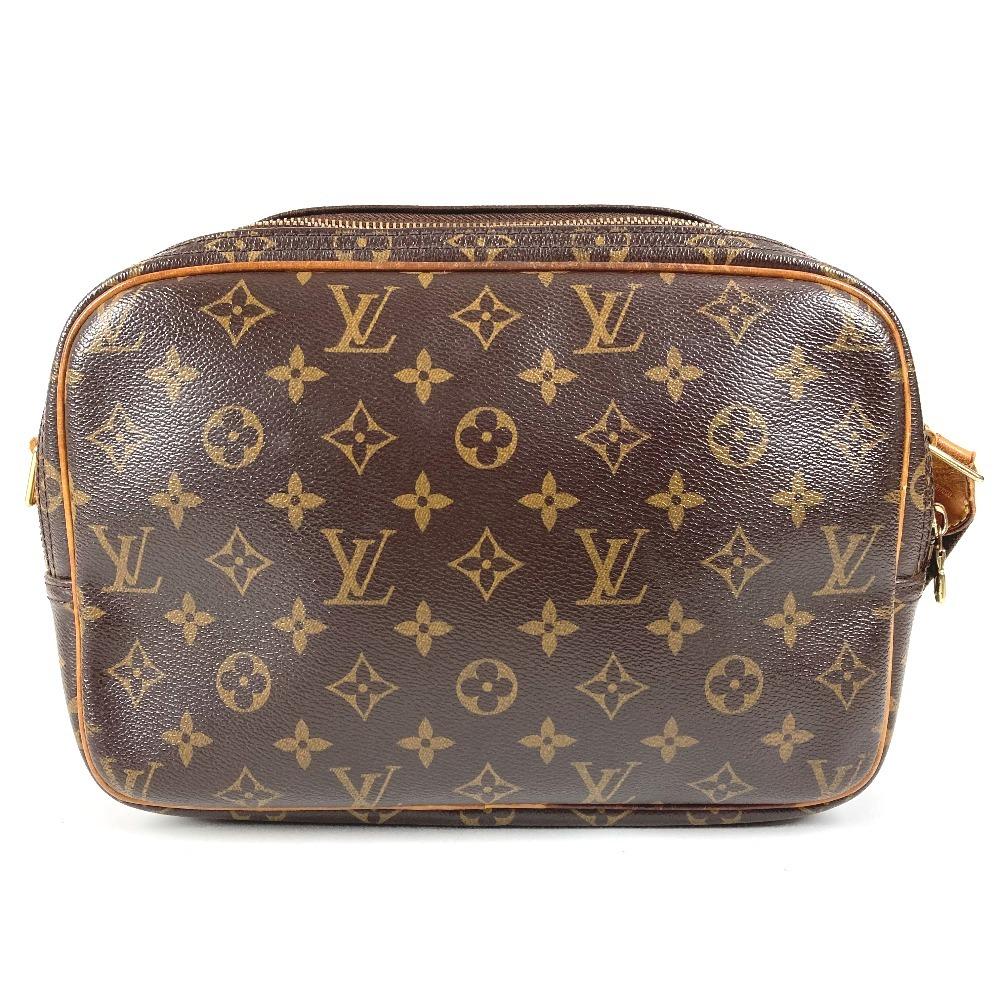 Louis Vuitton M45254 Monogram Reporter PM Crossbody Shoulder Bag Brown