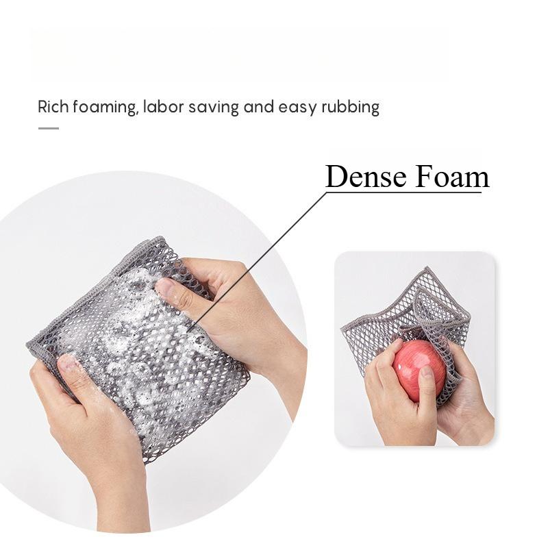 5PCS Microfiber Mesh Dishcloths Non Stick Pan Safe Heavy Duty Wire Mop Alternative Scouring Pads Reusable Dishwashing Cleaning Cloth 30x30cm