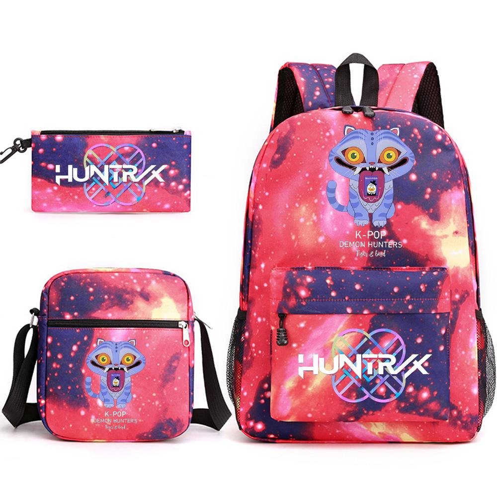 3Pcs/set Anime Printed Backpack with Shoulder Bag Pencil Case for Teenager Student Boy Girl School Bag Large Capacity Waterproof Bookbag Kid Gift