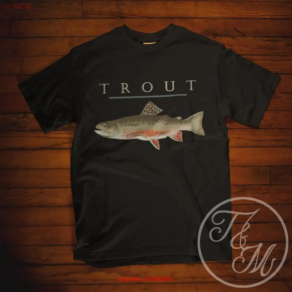 Brook Trout Fish Design On Heavy Blend Cotton T Shirt Simple Cottagecore Countrycore S Vintage Graphic Unisex Stylish