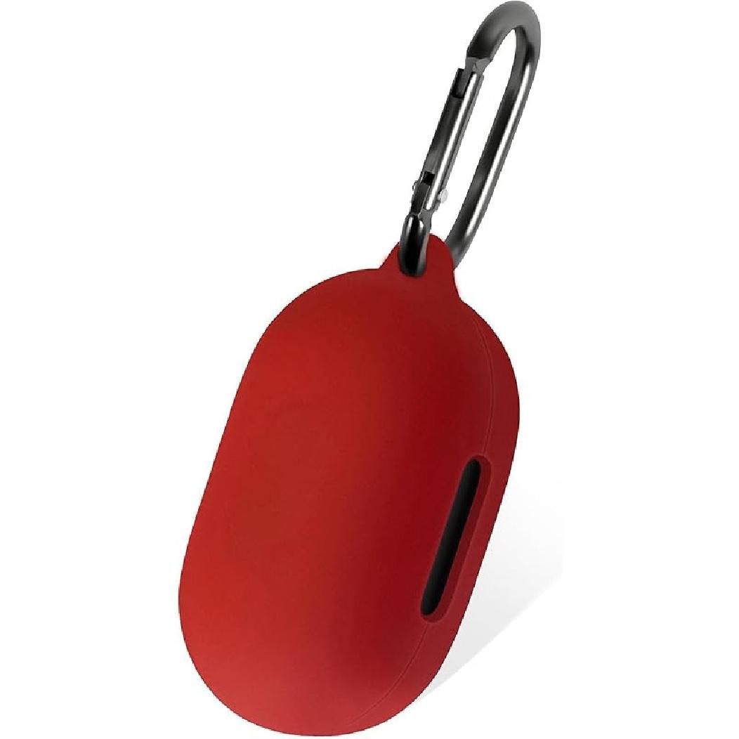 Geiomoo Silicone Case Compatible with Anker Soundcore Space A40, Protective Cover with Carabiner (Red)